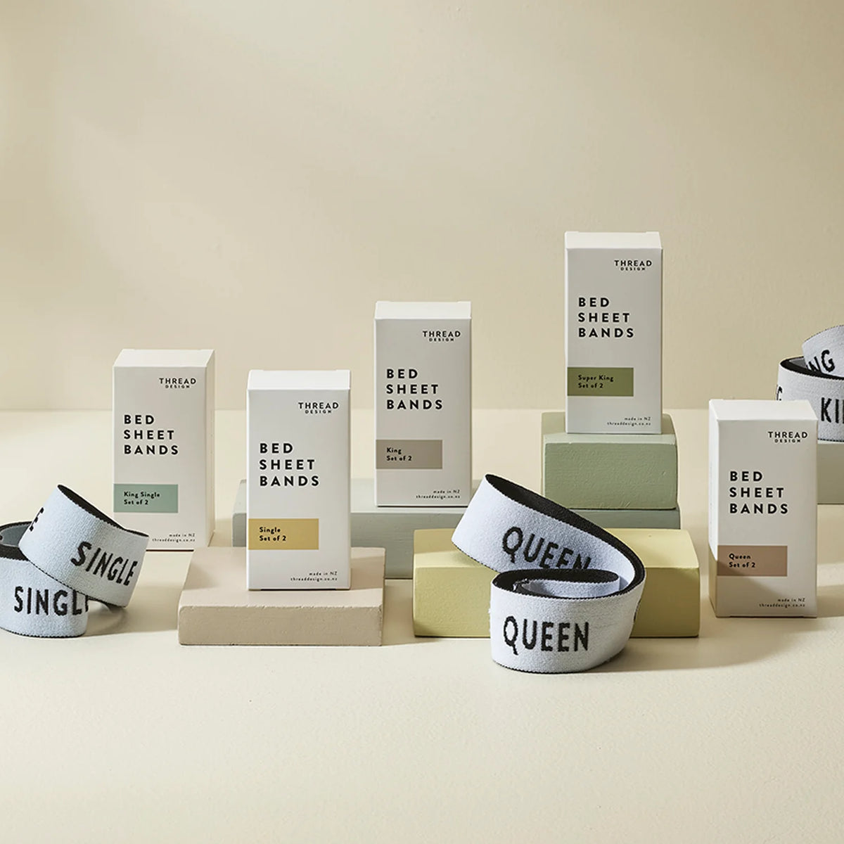 THREAD DESIGN Bed Sheet Bands - Set Of 2 NZ Made 