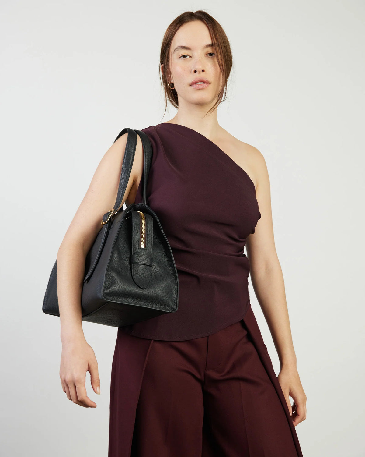 Saben Adler Shoulder Bag - Black Pebble Leather