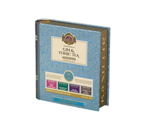 Gin & Tonic Tea- Blue Limited Edition - 32 Enveloped Tea Bags - 4 Flavours A decorative book-style tin of Asda's Gin & Tonic Tea Assorted