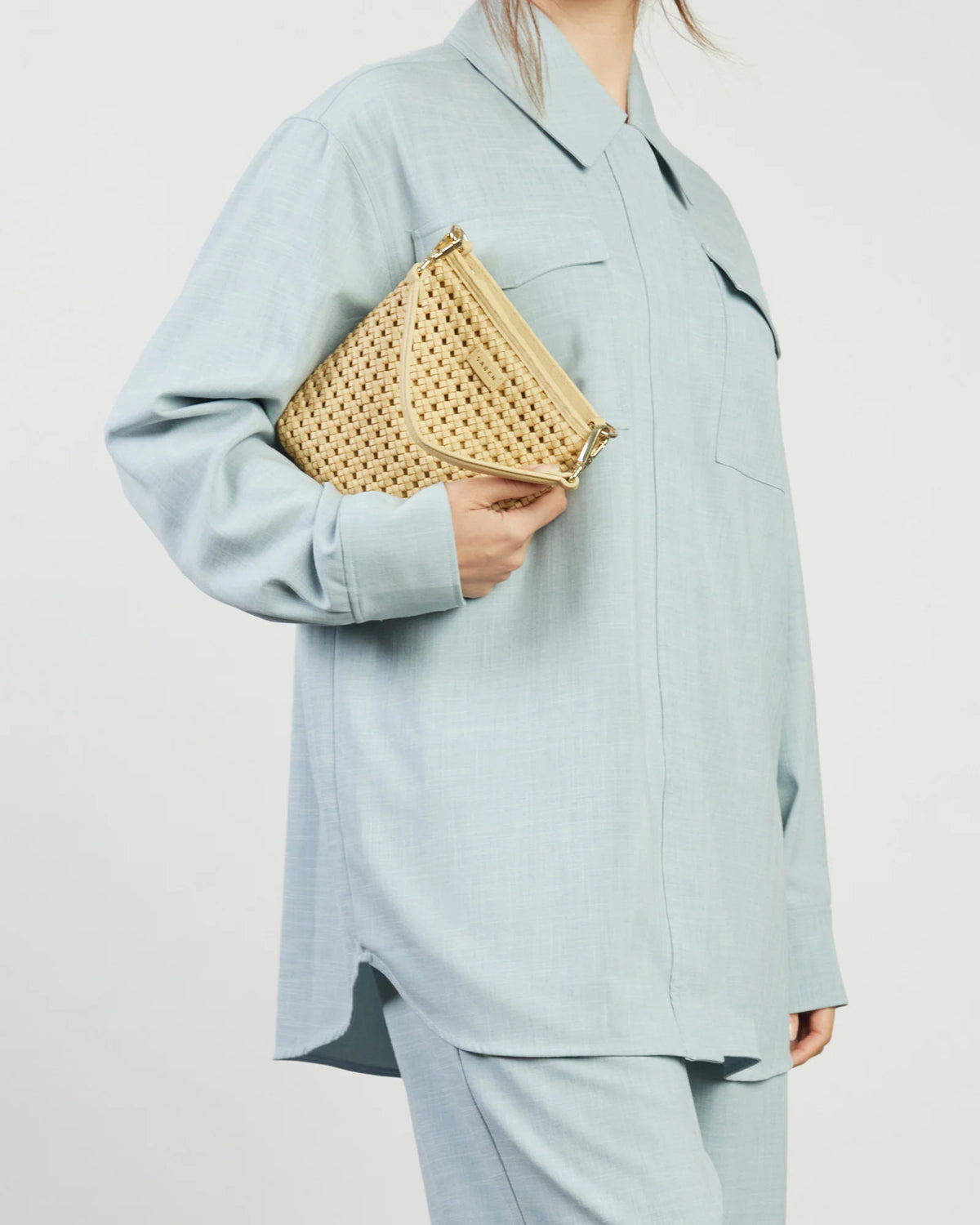 Saben Coco Mini Bag - Raffia Fine Braid Beige woven handbag