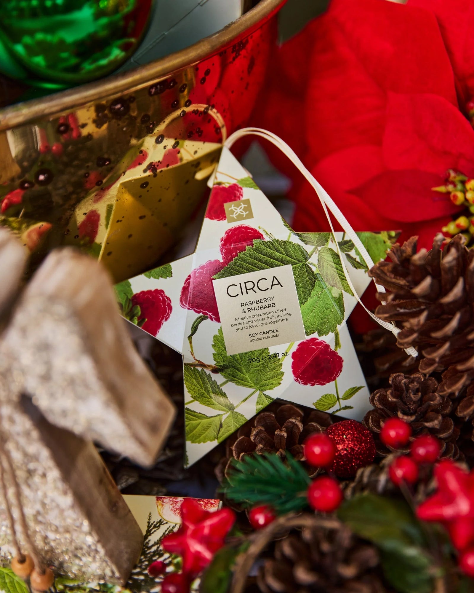 CIRCA 70g Bauble Candle - Christmas - RASPBERRY & RHUBARB - X26
