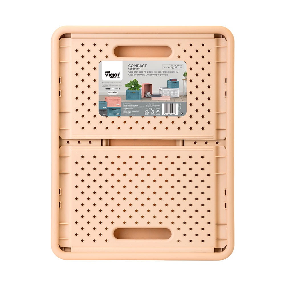 Compact Folding Crate - Peach Pink