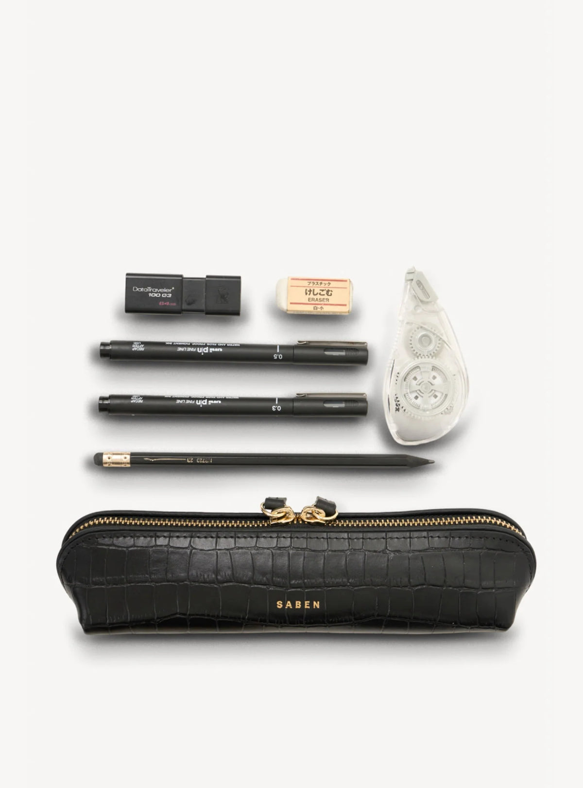 SABEN Tali Pencil Case- Black Croc