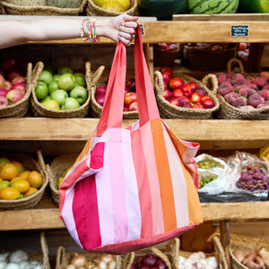 Dock & Bay Beach Tote Bag M - Miami Sorbet Striped tote bag