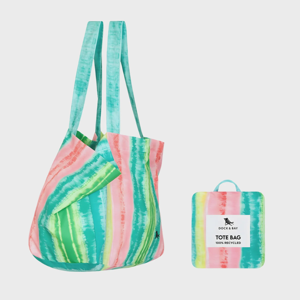 Dock & Bay Beach Tote Bag M - Watermelon Sugar Colorful striped tote bag