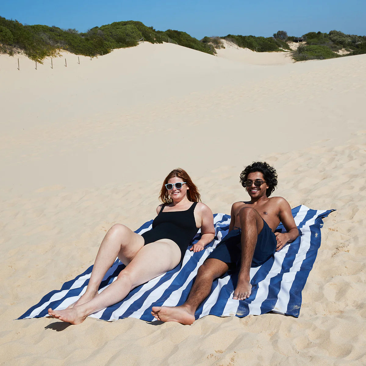 Dock & Bay Beach Towel For Two 2XL Whitsunday Blue and white striped towel