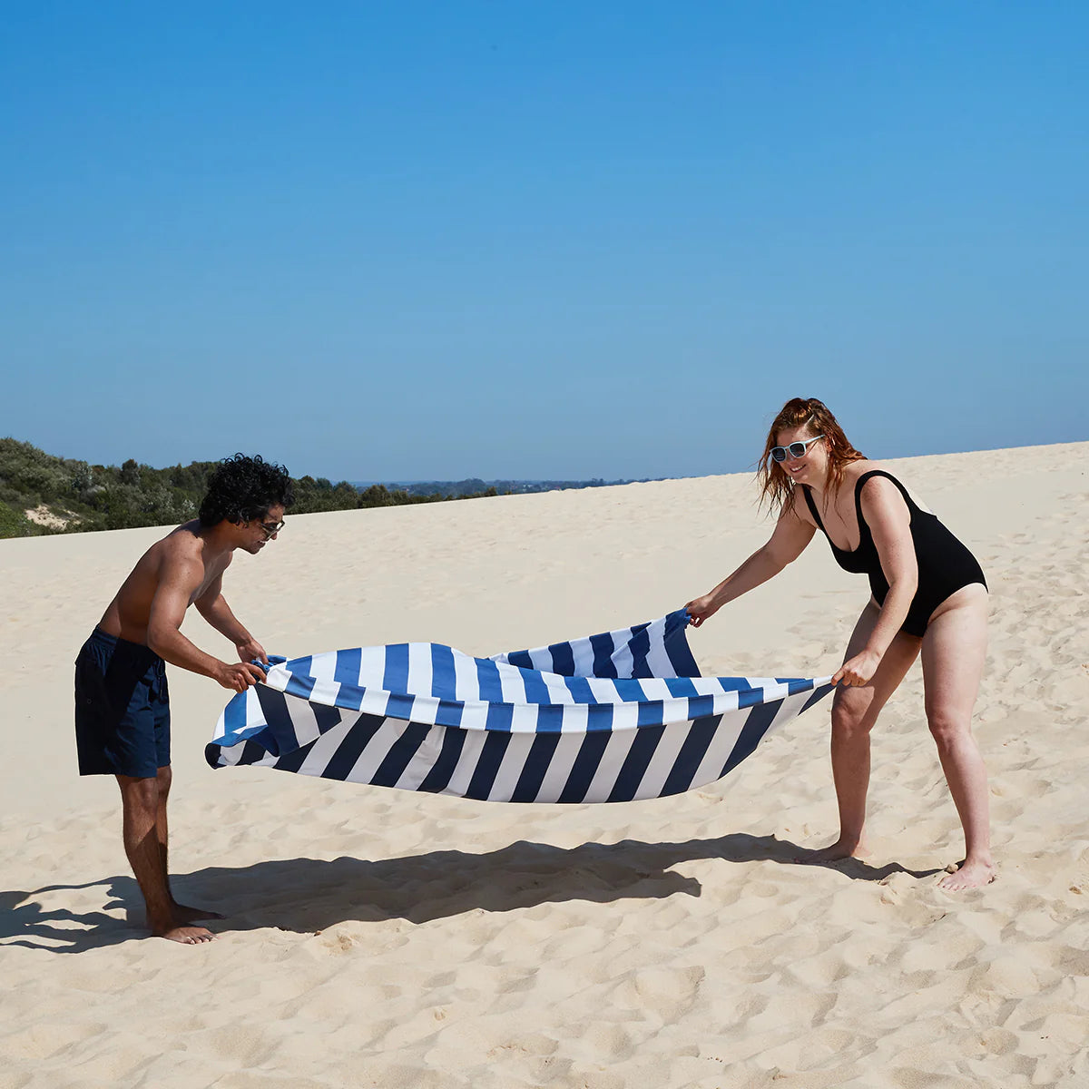 Dock & Bay Beach Towel For Two 2XL Whitsunday Blue and white striped towel