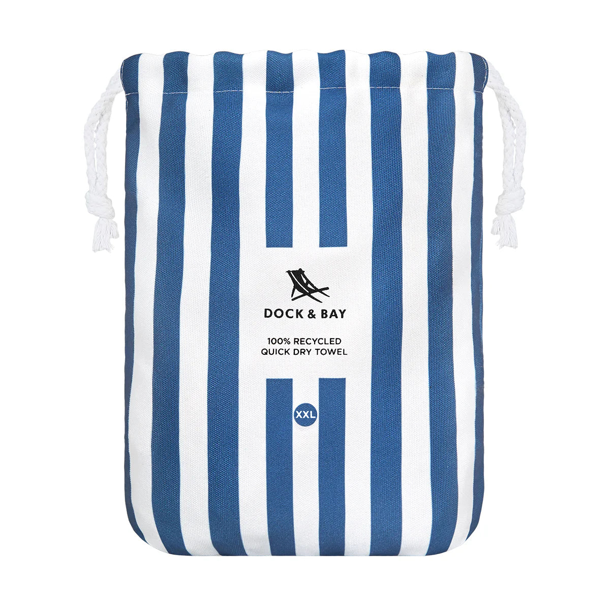 Dock & Bay Beach Towel For Two 2XL Whitsunday Blue and white striped towel