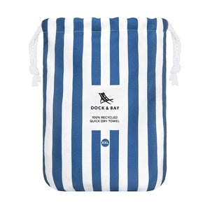 Dock & Bay Beach Towel For Two 2XL Whitsunday Blue and white striped towel