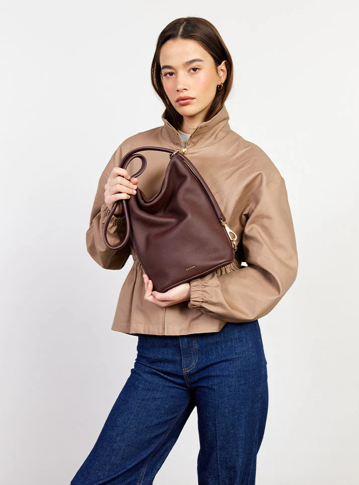 SABEN Jojo Shoulder Bag - Espresso Luxe Brown leather shoulder bag