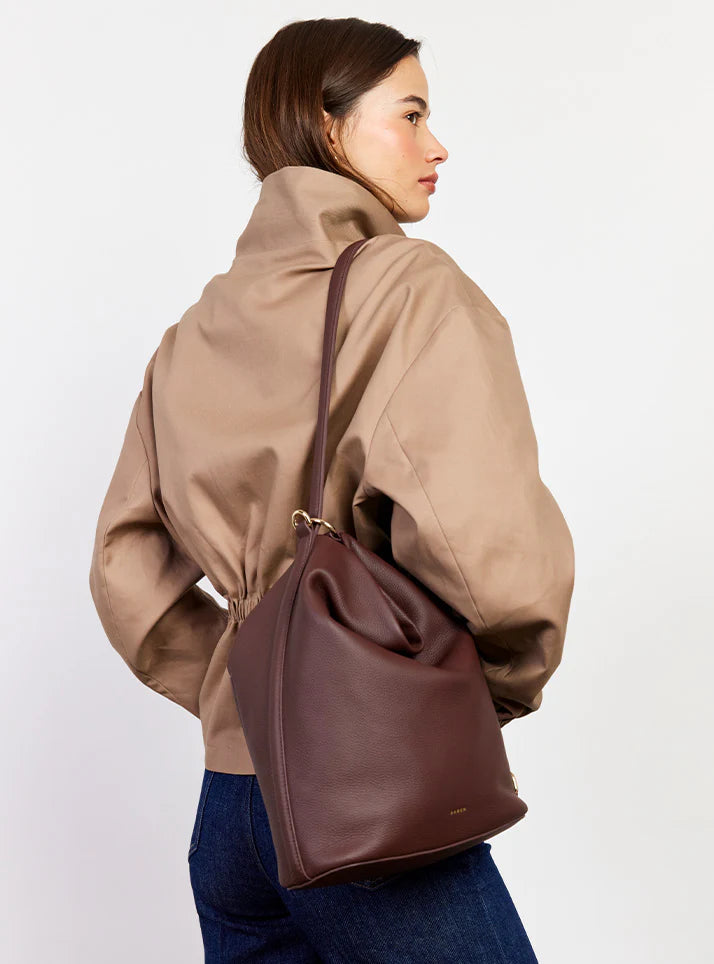 SABEN June Shoulder Bag Espresso Luxe Brown leather handbag