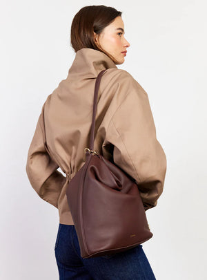 SABEN June Shoulder Bag Espresso Luxe Brown leather handbag