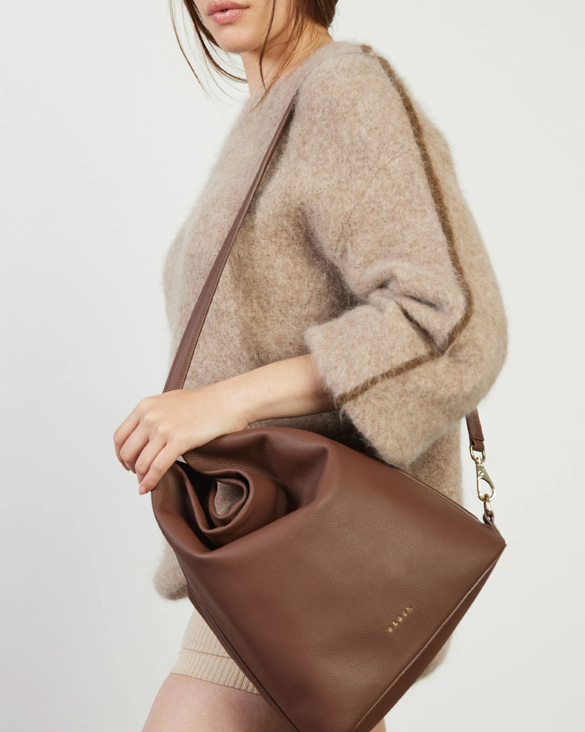 Saben June Shoulder Bag - Umber Pebble Brown leather handbag