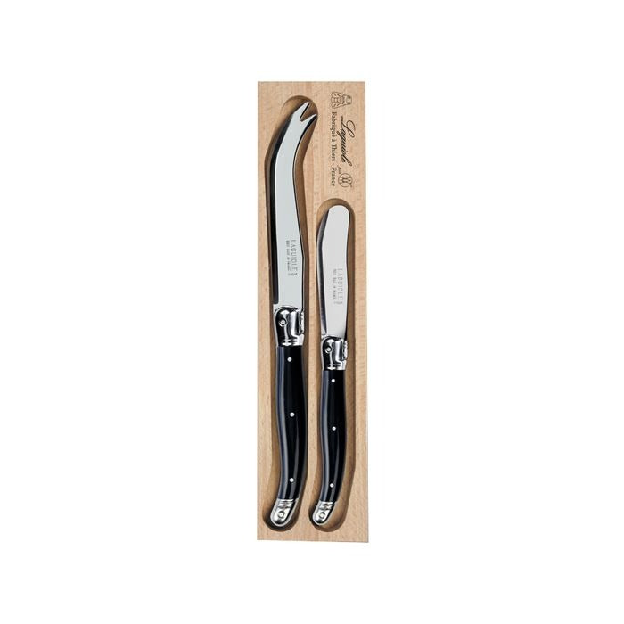 Andre Verdier Laguiole Cheese Knife/Spreader Set 2pce - Black