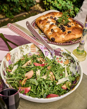 La La Land Vineyard Visions melamine salad servers in a dark magenta gift box. Vineyard Visions - Melamine Salad Servers