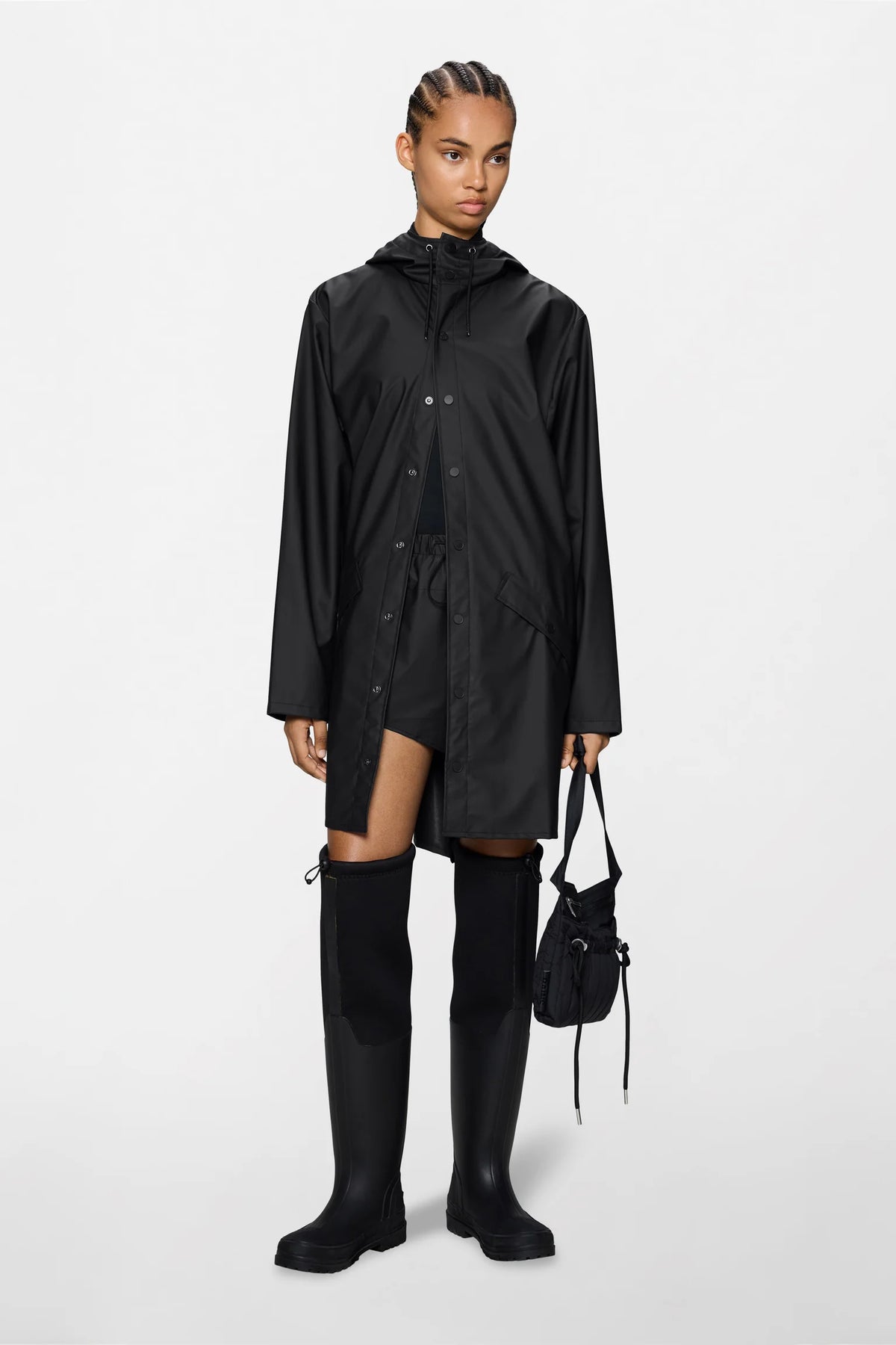 Rains Long Jacket - Black