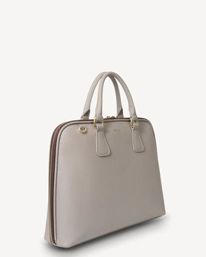 SABEN Parker Briefcase - Dove light grey leather bag