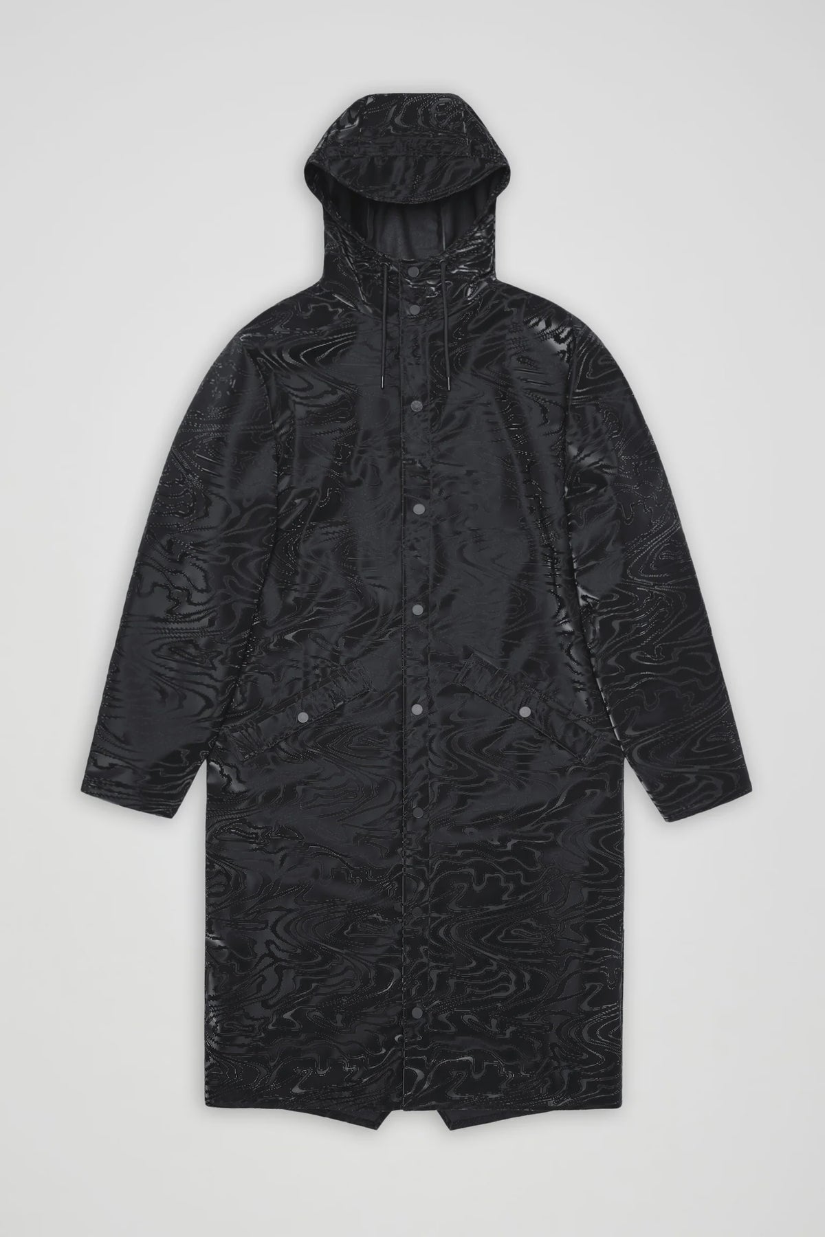 RAINS Longer Jacket W3 - Amp Black raincoat with a pattern