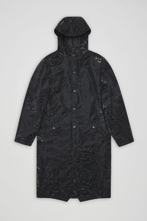 RAINS Longer Jacket W3 - Amp Black raincoat with a pattern