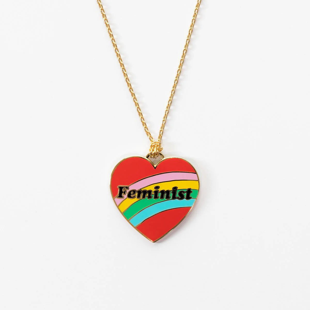 Yellow Owl Workshop Feminist Heart Pendant Necklace