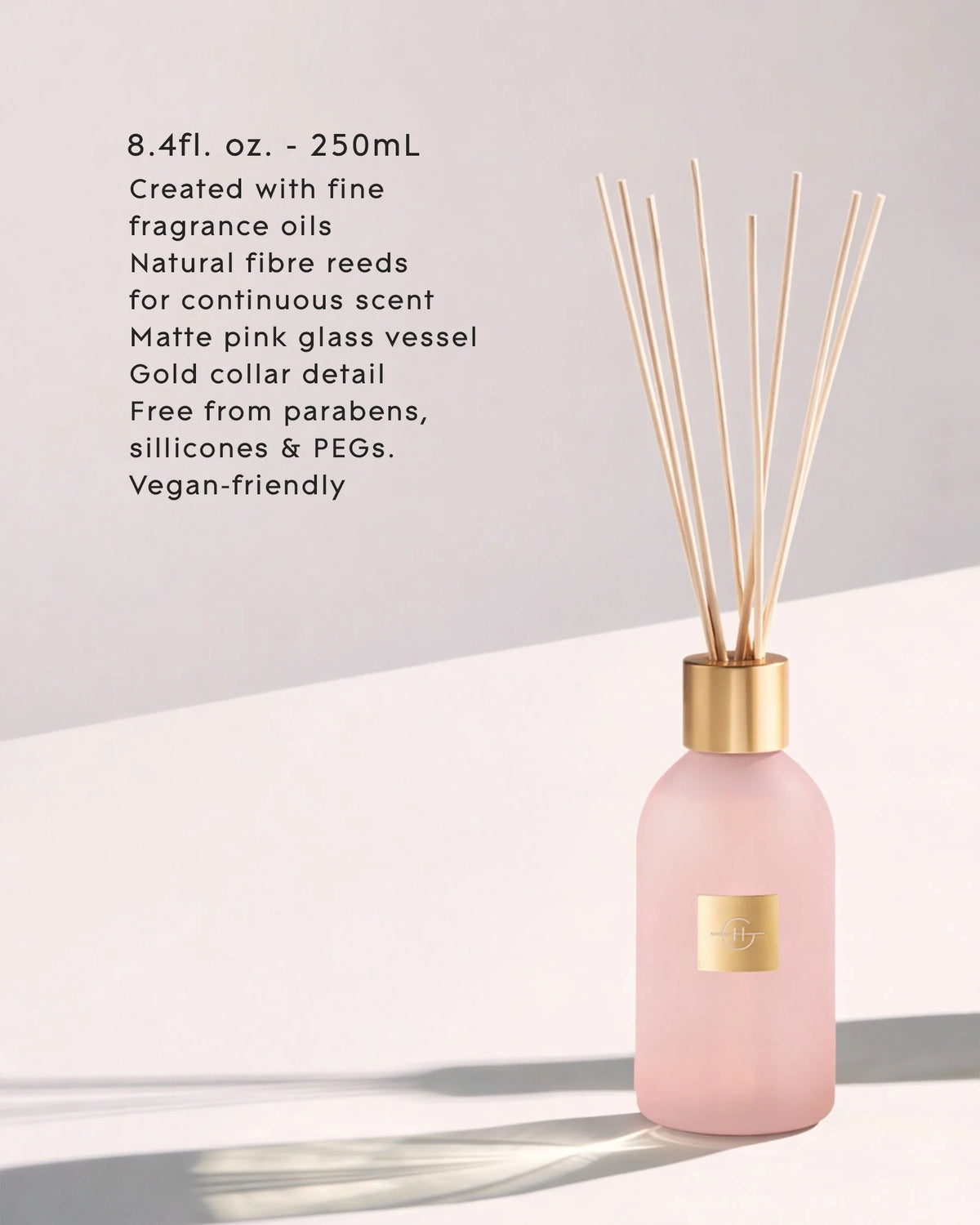 Glasshouse GF 250ml Diffuser - Radiance In Bloom 2026 Pink diffuser bottle with gold cap and floral packaging