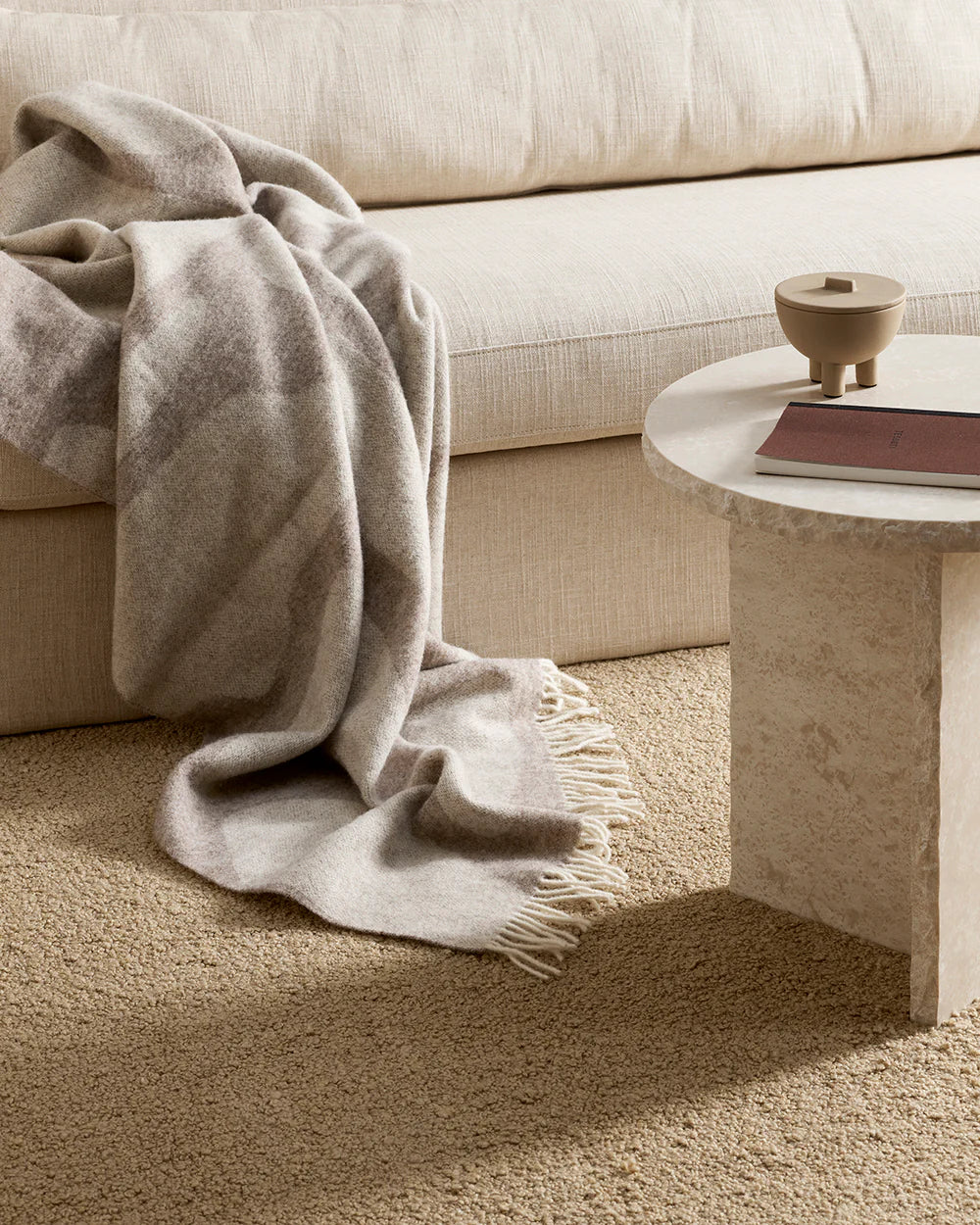 Furtex Baya Flagstone Wool Throw 140 x 200cm - Fawn