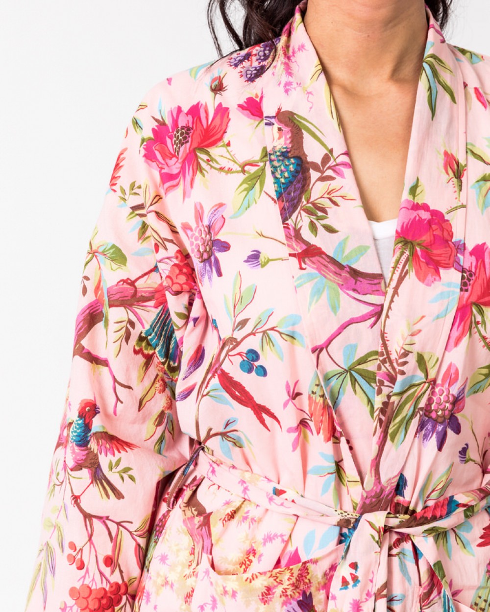 Blazing Daisy Paradise Cotton Kimono Robe Rose pink