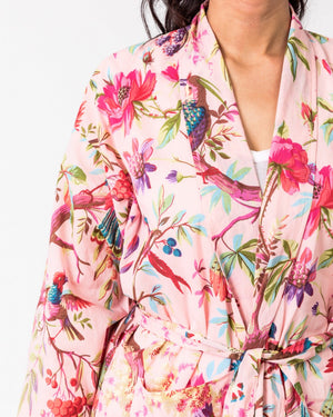 Blazing Daisy Paradise Cotton Kimono Robe Rose pink