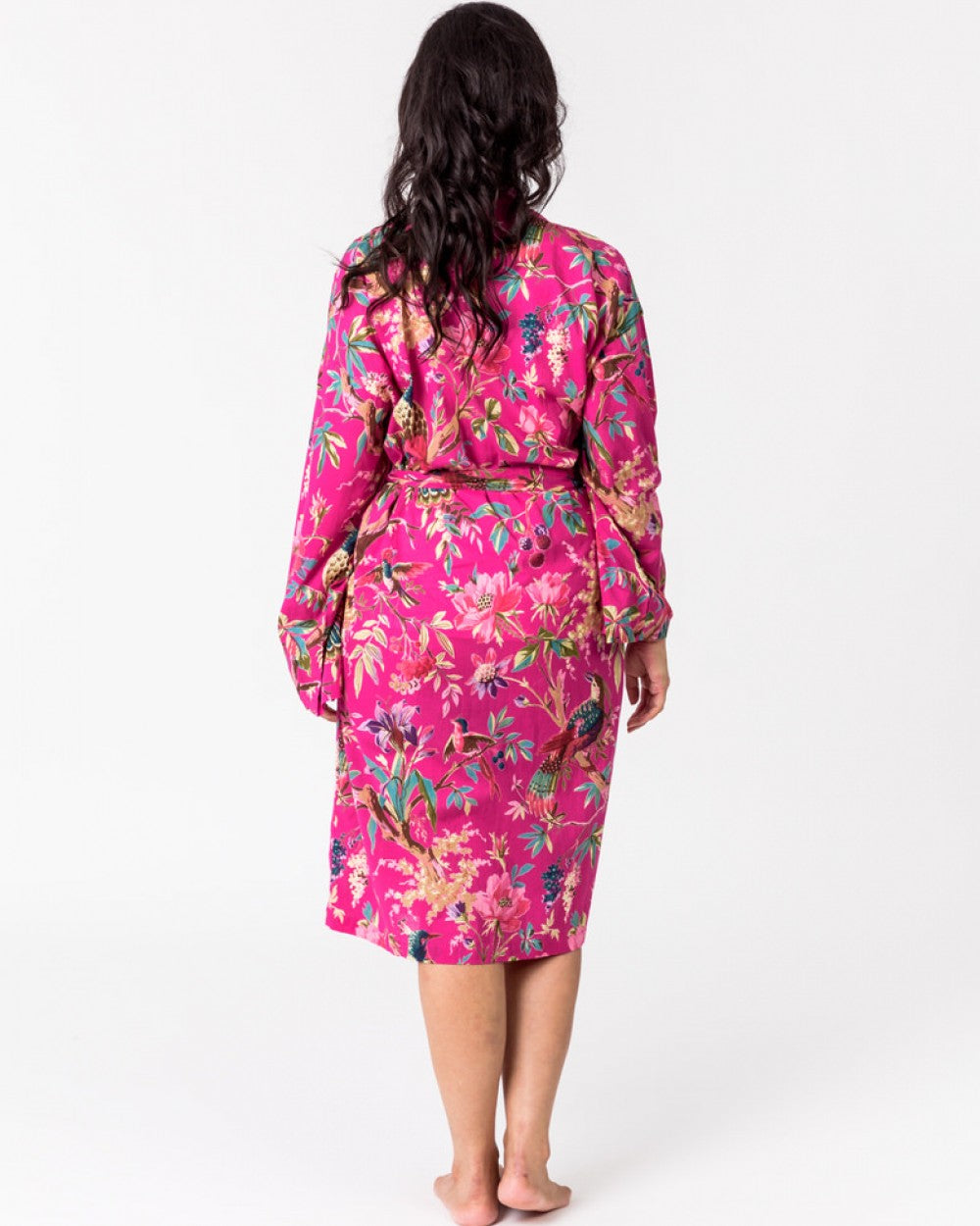 Blazing Daisy Paradise Hot Pink Velvet Kimono Robe