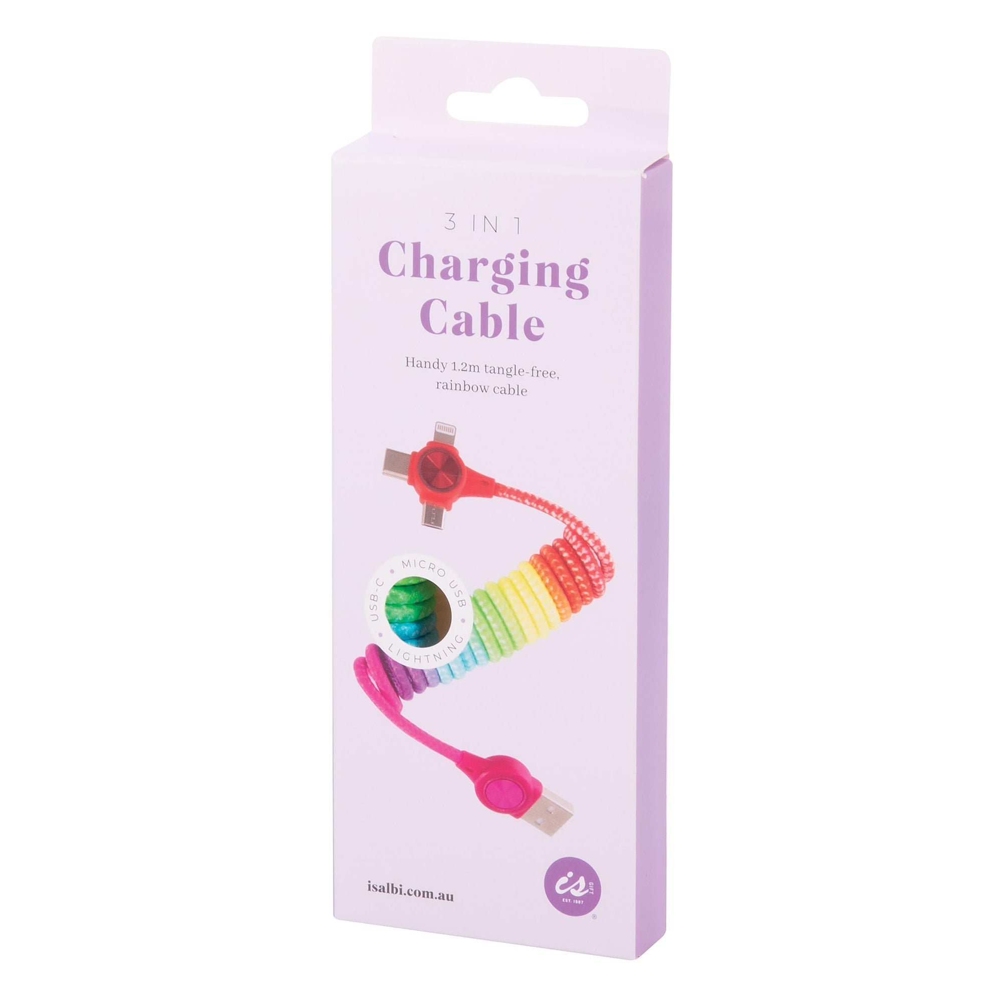 isGift Spring 3 in 1 Charging Cable CDU 12pcs Multi-Coloured 120cm