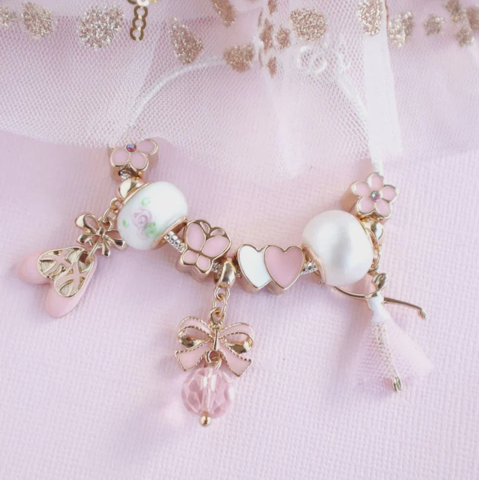 Lauren Hinkley Bella Ballerina Charm Bracelet Decorative keychain with heart and bow charms