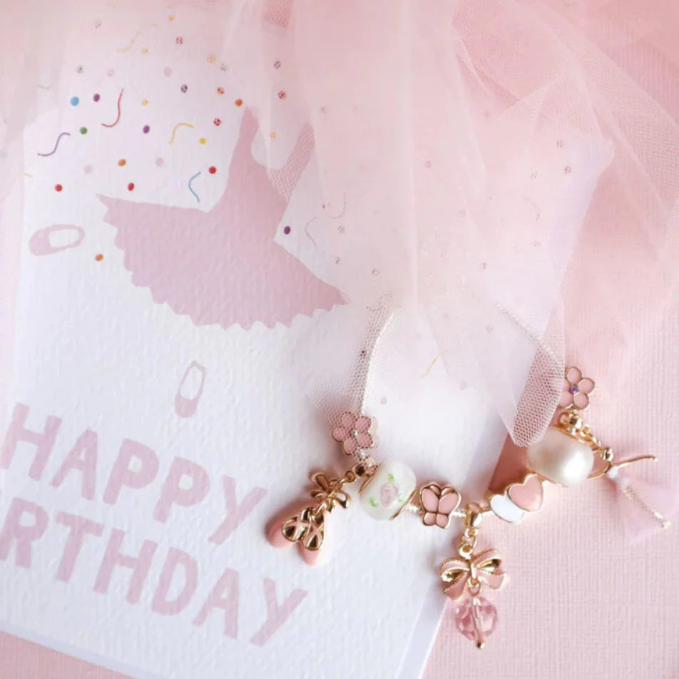 Lauren Hinkley Bella Ballerina Charm Bracelet Decorative keychain with heart and bow charms