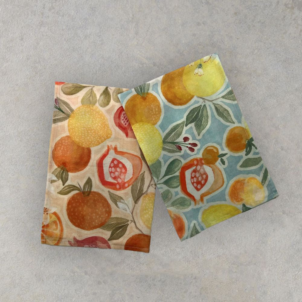 Linen Tea Towel - Mediterranean
