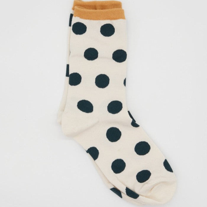 Stella + Gemma White Green Spot Socks