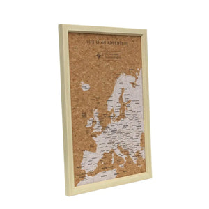 Splosh Limited Edition Travel Board Europe Small Map Cork travel map with wooden frame