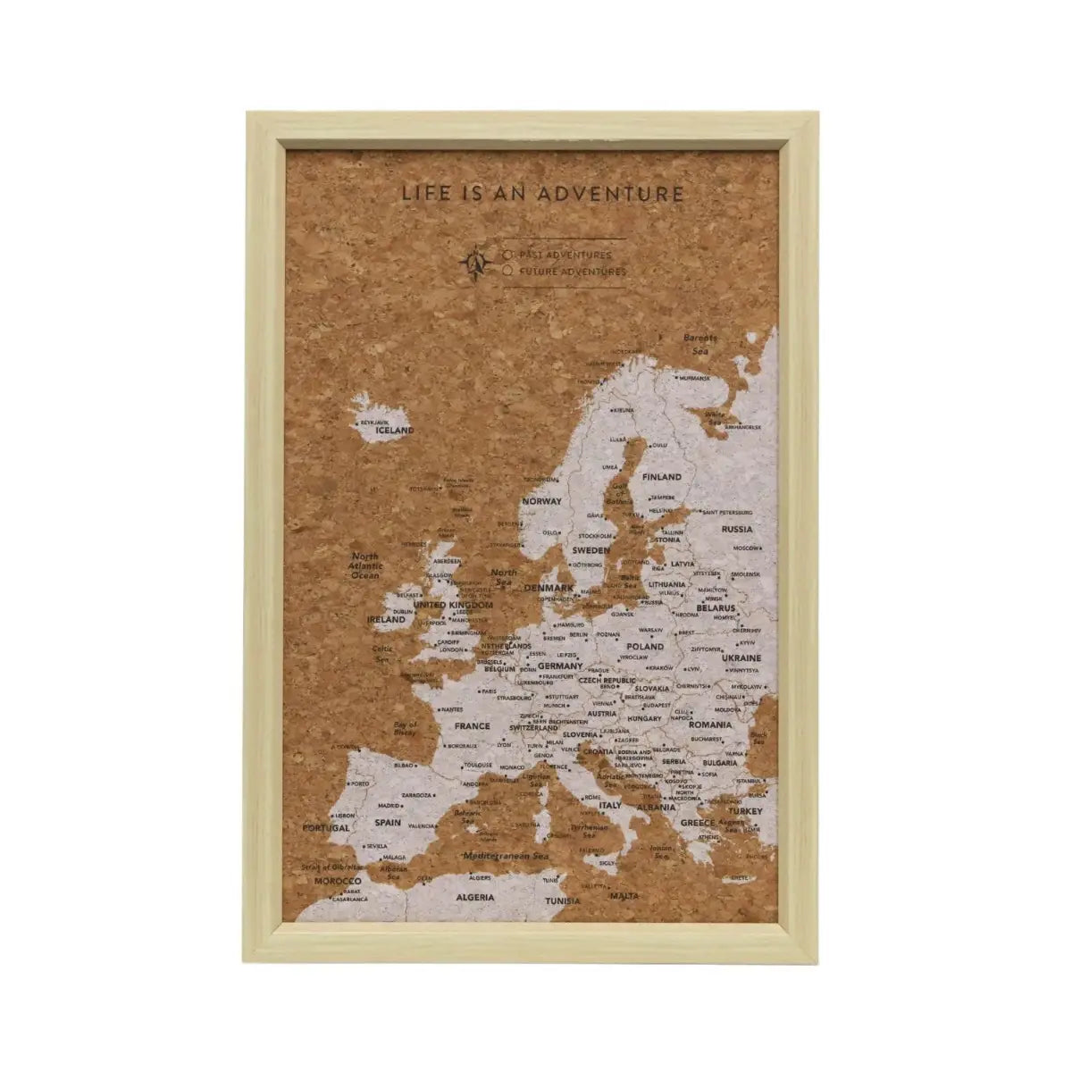Splosh Limited Edition Travel Board Europe Small Map Cork travel map with wooden frame