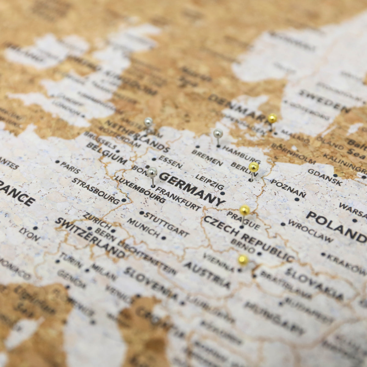 Splosh Limited Edition Travel Board Europe Small Map Cork travel map with wooden frame