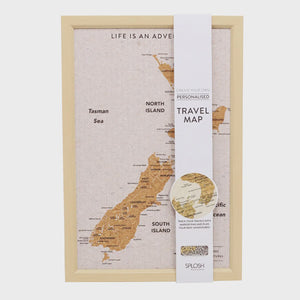 Splosh Travel Board New Zealand Small Map Framed travel map of New Zealand