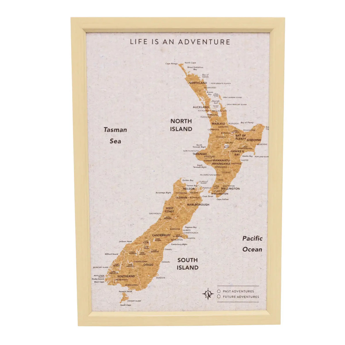 Splosh Travel Board New Zealand Small Map Framed travel map of New Zealand