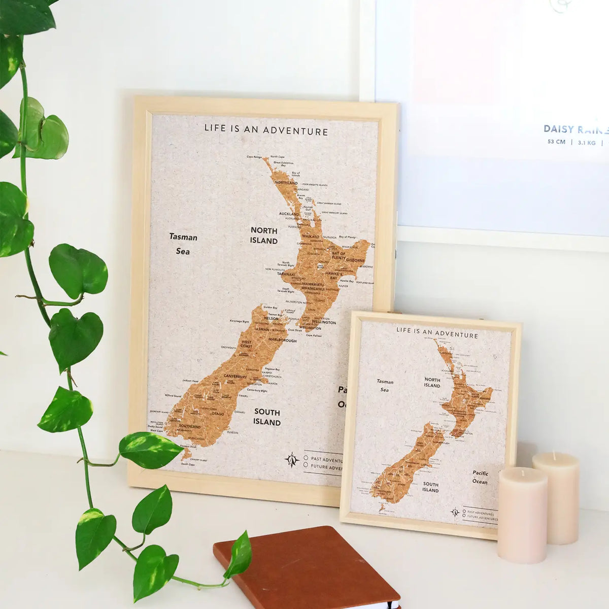 Splosh Travel Board New Zealand Small Map Framed travel map of New Zealand