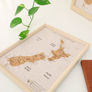 Splosh Travel Board New Zealand Small Map Framed travel map of New Zealand