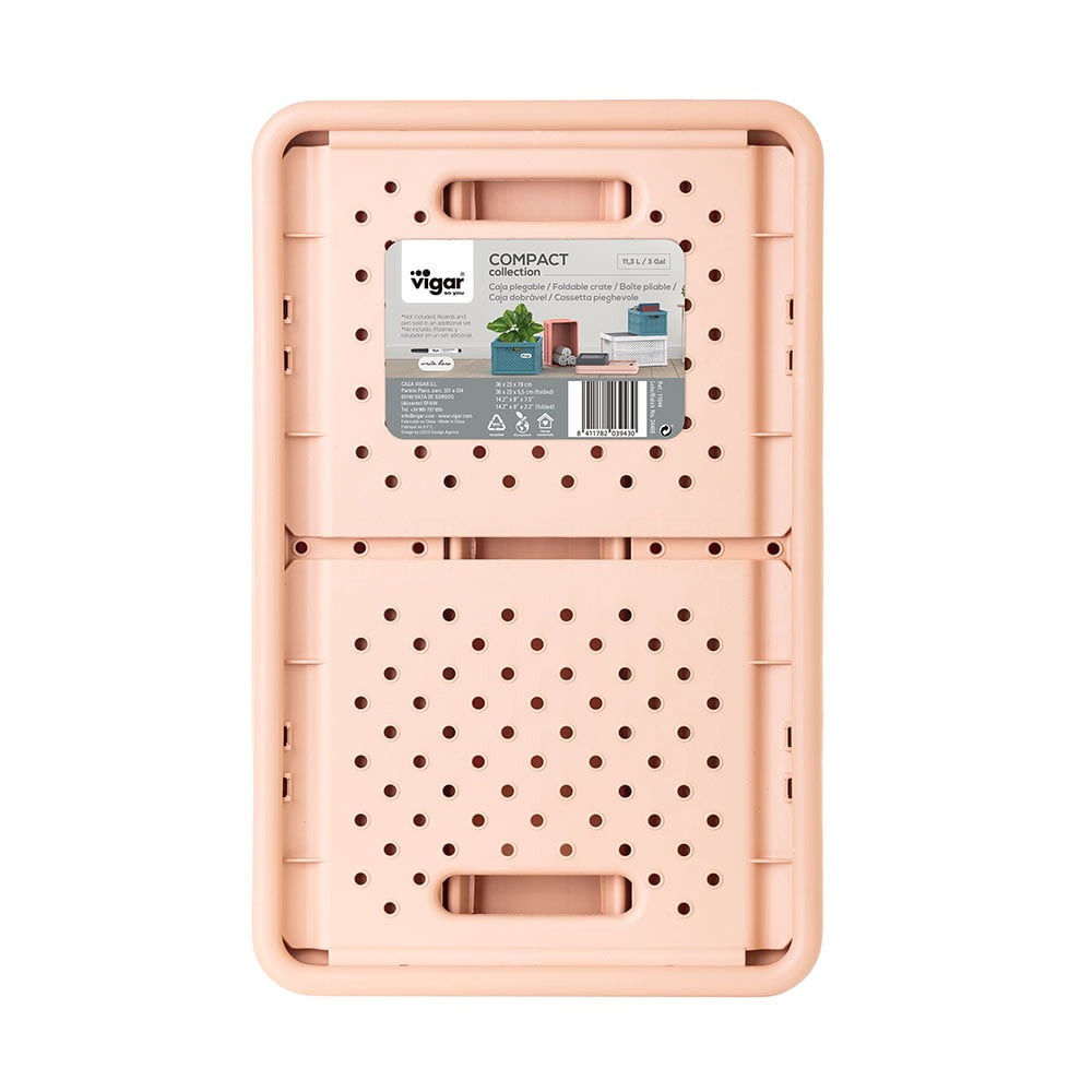 Compact Folding Crate - Peach Pink