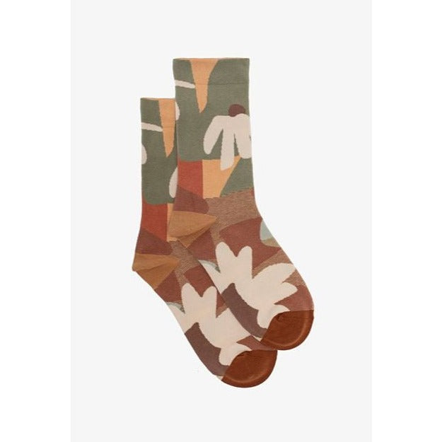 Organic Floral Socks - Antler
