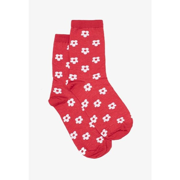 Red Flower Socks -Antler