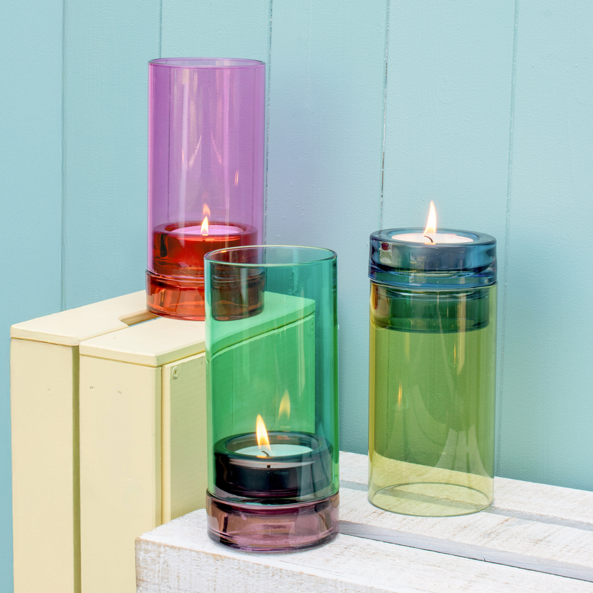 REMEMBER hand-blown Glass lantern Lys - Pink candle holder