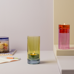 REMEMBER hand-blown Glass lantern Lys - Lime candle holder Green