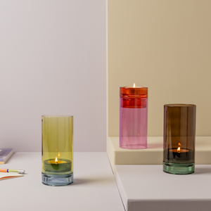 REMEMBER hand-blown Glass lantern Lys - Lime candle holder Green