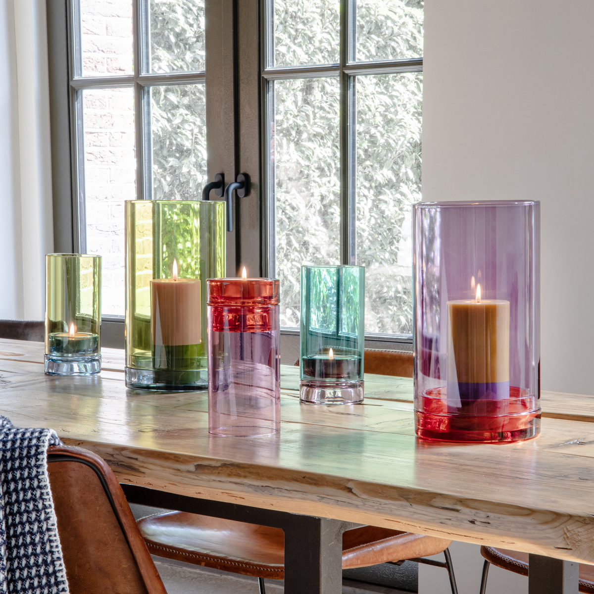 REMEMBER hand-blown Glass lantern Lys - Pink candle holder