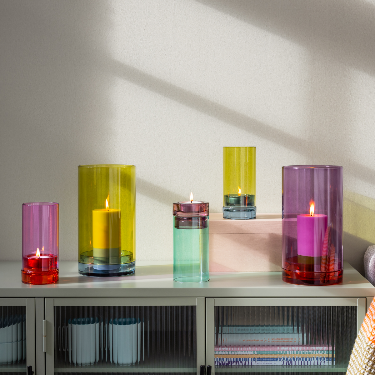 REMEMBER hand-blown Glass lantern Lys - Pink candle holder