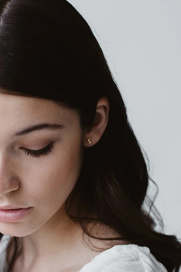 Gold Little Letter Stud (Single)